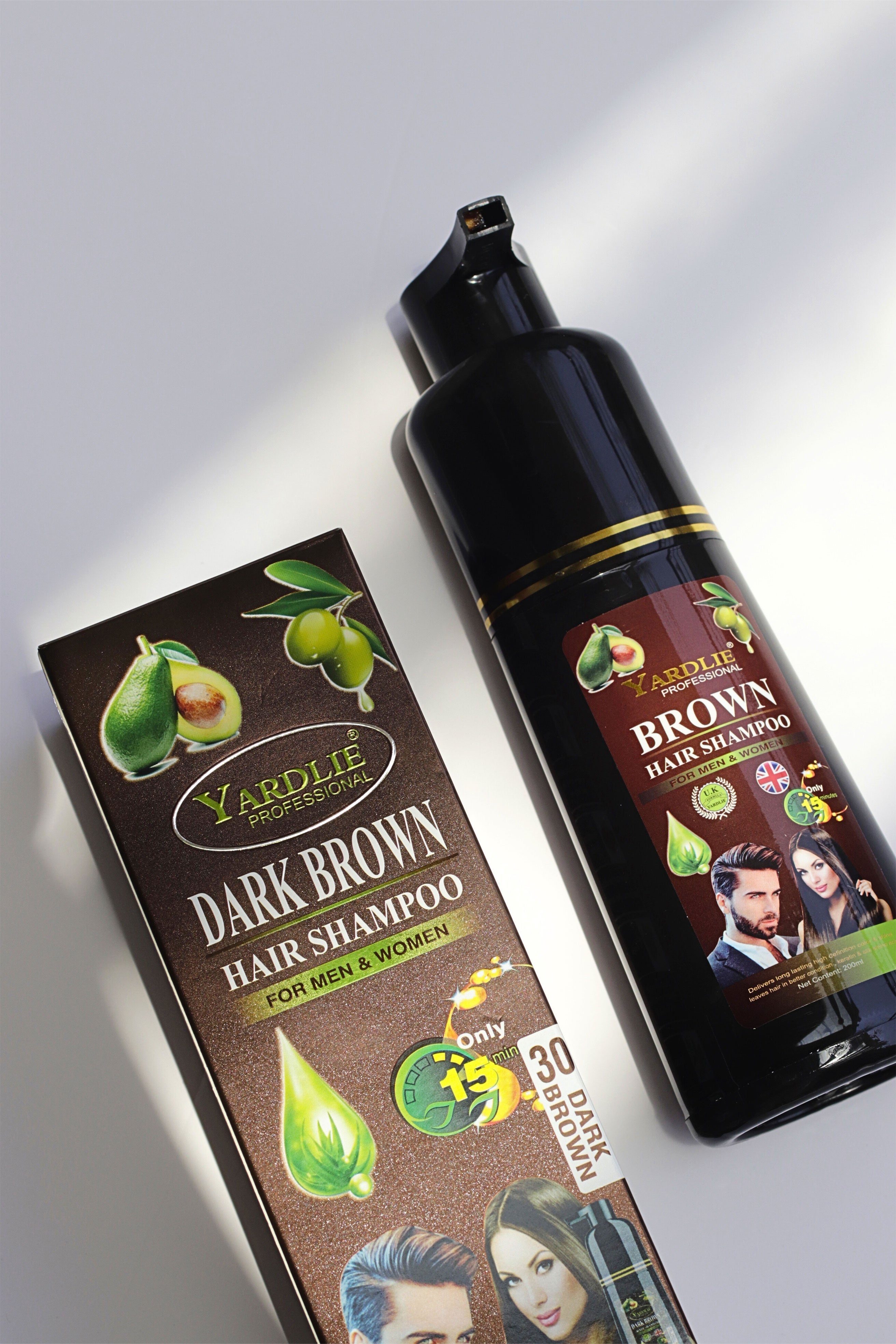 Yardlie Brown Hair Color Shampoo UK Based Formula 200ml.