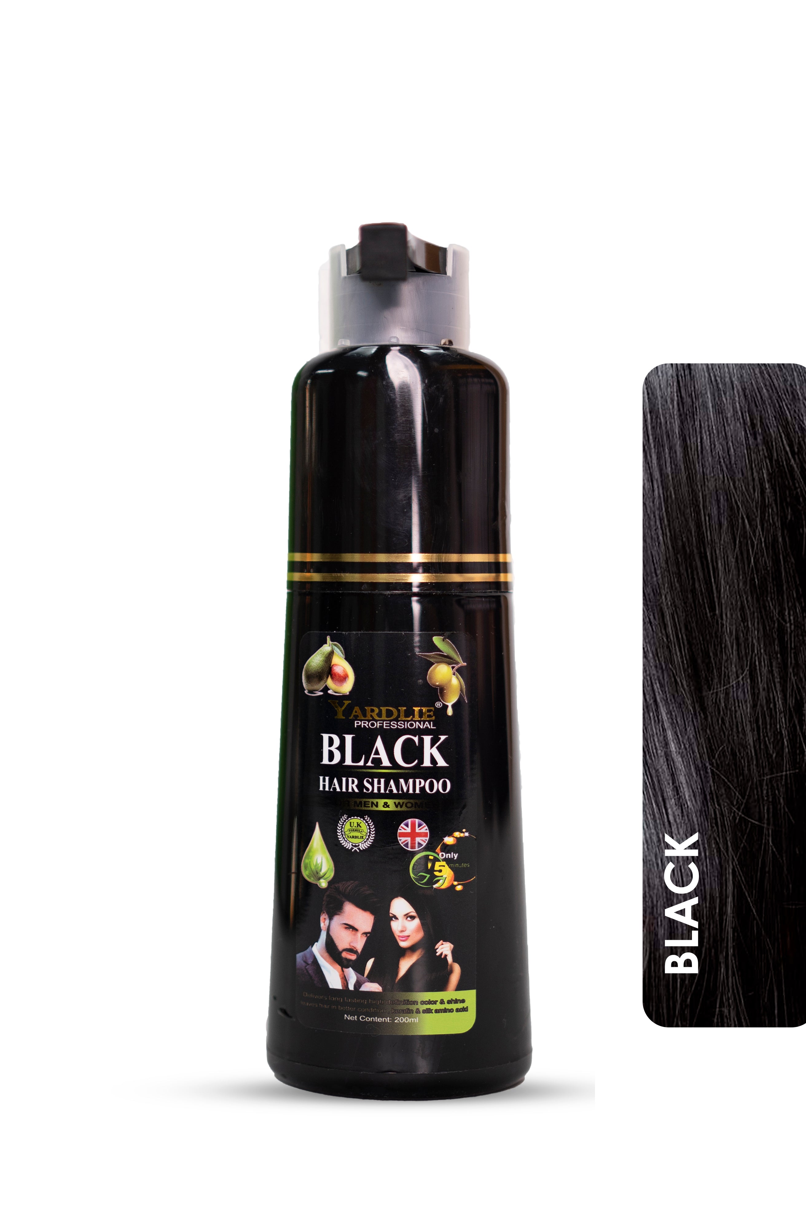 Yardlie Natural Black Hair Color Shampoo UK Based Formula 200ml.